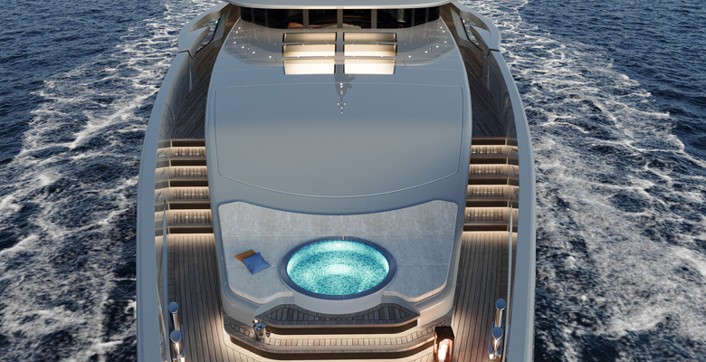 the Columbus Atlantique 65 yacht bow pool and skylights