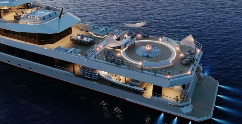 the Damen Yachting SeaXplorer 60 superyacht party deck