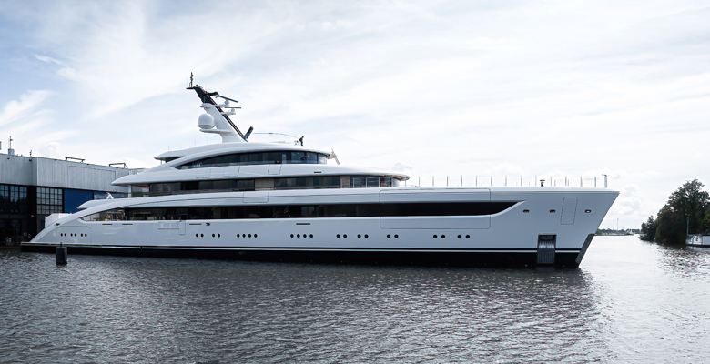 the Feadship Project 822 yacht emerges