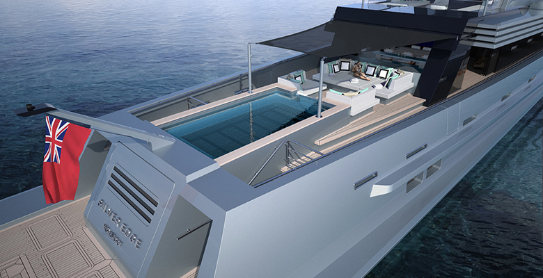 the pool aboard the Silver Edge yacht